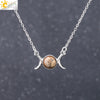 Retro Minimalist Crescent Moon And Sun Pendant Clavicle Necklace With Natural Stone And Electroplated Alloy For Women