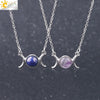 Retro Minimalist Crescent Moon And Sun Pendant Clavicle Necklace With Natural Stone And Electroplated Alloy For Women