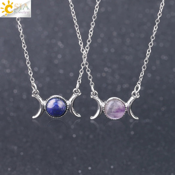Retro Minimalist Crescent Moon And Sun Pendant Clavicle Necklace With Natural Stone And Electroplated Alloy For Women