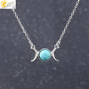 Retro Minimalist Crescent Moon And Sun Pendant Clavicle Necklace With Natural Stone And Electroplated Alloy For Women