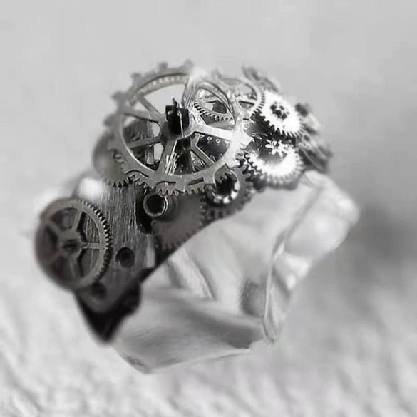 Retro Minimalist Geometric U Shape Metal Ring With Electroplated Mechanical Inspired Design For Men And Women