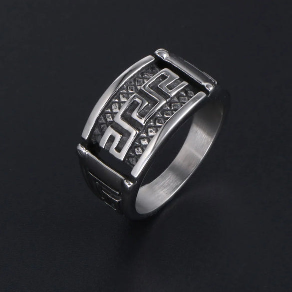 Retro Modern Style Cool Style Plaid 304 Stainless Steel Polishing Men'S Rings