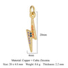 Retro Moon Lightning Copper Plating Inlay Zircon 18k Gold Plated Charms Jewelry Accessories