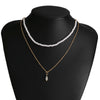 Retro Multi Layer Butterfly Geometric Pearl Diamond Necklace Set For Women Made Of Crystal And Alloy