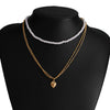 Retro Multi Layer Butterfly Geometric Pearl Diamond Necklace Set For Women Made Of Crystal And Alloy