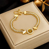 Retro Multi Layer Rhinestone Chain Butterfly Life Tree Eye Bracelet Made Of Titanium Steel With Diamond Inlay For Women