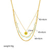 Retro Multi Layer Stacked Round Pendant Metal Jewelry Titanium Steel Necklace With Electroplating For Women