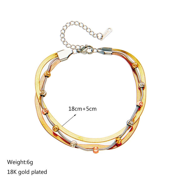 Retro Multi Layer Stacked Titanium Steel Contrast Color Chain Geometric Punk Heavy Industry Hip Hop Unisex Bracelet With Electroplating