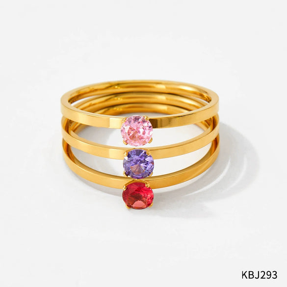 Retro Multi Layer Three Layer Zircon Opening Ring Stainless Steel Jewelry With Electroplating For Women