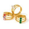 Retro Multi Layer Three Layer Zircon Opening Ring Stainless Steel Jewelry With Electroplating For Women