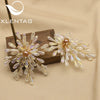 Retro Natural Pearl And Crystal Geometric Branch Earrings With Electroplated Finish For Women