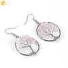 Retro Natural Stone Gravel Tree Of Life Winding Copper Earrings For Women Colorful Half Stone Jewelry