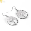 Retro Natural Stone Gravel Tree Of Life Winding Copper Earrings For Women Colorful Half Stone Jewelry