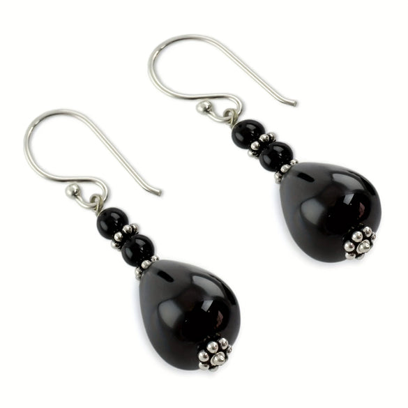 Retro Natural Stone Women's Obsidian Earrings Geometric Style