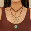 Retro Necklace Alloy Pendant With Blue Eyes Irregular Stone And Star Moon Geometric Heart Shape Electroplated Cross Chain For Women