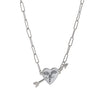 Retro Necklace Copper Heart Shape One Arrow Through The Heart Pattern Paper Clip Chain Electroplating