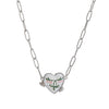 Retro Necklace Copper Heart Shape One Arrow Through The Heart Pattern Paper Clip Chain Electroplating