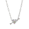 Retro Necklace Copper Heart Shape One Arrow Through The Heart Pattern Paper Clip Chain Electroplating