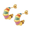 Retro Neutral Wind Cool Color Striped Enamel Oil Drop Titanium Steel Geometric Earrings With Electroplating