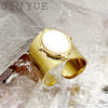 Retro Niche Open Design Oval Fritillaria Stainless Steel Electroplated Embossed Ring