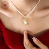 Retro Nonfading Pearl Chain Goldplated Embossed Round Imitation Pearl Necklace Bracelet Jewelry Suit For Women Made Of Titanium Steel With Electroplating Treatment