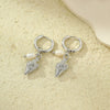 Retro Ocean Style Stainless Steel Earrings With Pearl Conch Pendant And Electroplating Treatment For Women