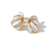 Retro Oil Drip Flower Geometric Stainless Steel Earrings With Gold Plated Finish For Women