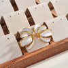 Retro Oil Drip Flower Geometric Stainless Steel Earrings With Gold Plated Finish For Women