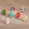 Retro Oval Alloy Resin Inlay Gravel Zircon Women's Rings