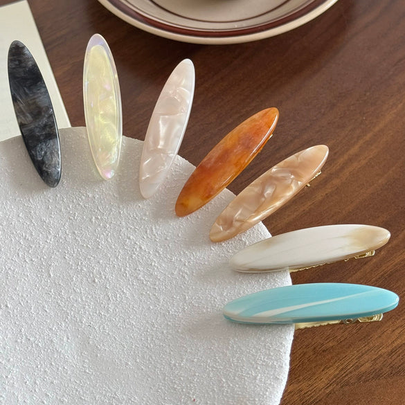 Retro Oval Duckbill Hairpin Side Clip For Women Acetic Acid Handmade Hair Accessories