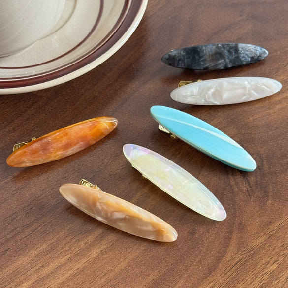 Retro Oval Duckbill Hairpin Side Clip For Women Acetic Acid Handmade Hair Accessories