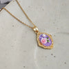 Retro Oval Flower Enamel Pearl Necklace For Women Copper Pendant With Electroplating And Titanium Steel Chain