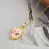 Retro Oval Flower Enamel Pearl Necklace For Women Copper Pendant With Electroplating And Titanium Steel Chain