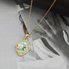 Retro Oval Flower Enamel Pearl Necklace For Women Copper Pendant With Electroplating And Titanium Steel Chain