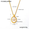 Retro Oval Fritillaria Set Zircon Titanium Steel Pendant And Clavicle Chain Plated With 18K True Gold In Geometric Pattern For Women