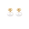 Retro Oval Pearl Stainless Steel Earrings For Women With 18K Electroplating