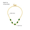 Retro Oval Titanium Steel Plating Inlay Artificial Gemstones 18k Gold Plated Necklace