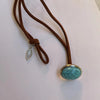 Retro Oval Turquoise Alloy Leather Wholesale Pendant Necklace