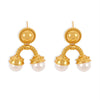 Retro Palace Style Geometric Upside Down U Shaped Imitation Pearl Titanium Steel Earrings With Electroplating