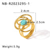 Retro Palace Style Niche Inlaid Natural Tiger's Eye Stone Hollow Unique Geometric Stainless Steel Ring With 18K Furnace Vacuum Plating