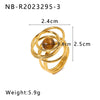 Retro Palace Style Niche Inlaid Natural Tiger's Eye Stone Hollow Unique Geometric Stainless Steel Ring With 18K Furnace Vacuum Plating