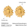 Retro Pastoral Small Fresh Sunflower Geometric Stainless Steel Earrings For Summer Girls With Electroplating