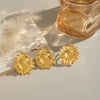 Retro Pastoral Small Fresh Sunflower Geometric Stainless Steel Earrings For Summer Girls With Electroplating