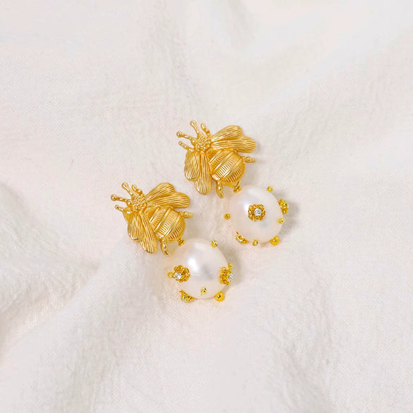 Retro Pearl Earrings 925 Silver Needle With Geometric Animal Zodiac Patterns For Girls