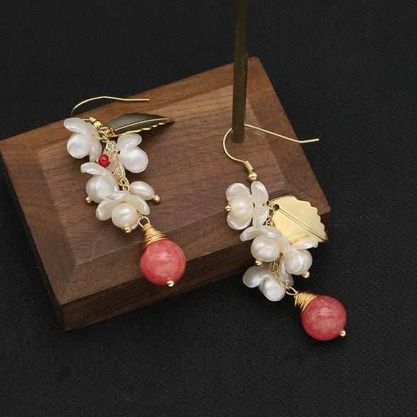 Retro Pearl Earrings 925 Silver Needle With Geometric Animal Zodiac Patterns For Girls
