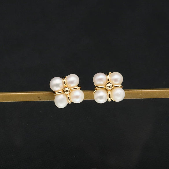 Retro Pearl Earrings 925 Silver Needle With Geometric Animal Zodiac Patterns For Girls