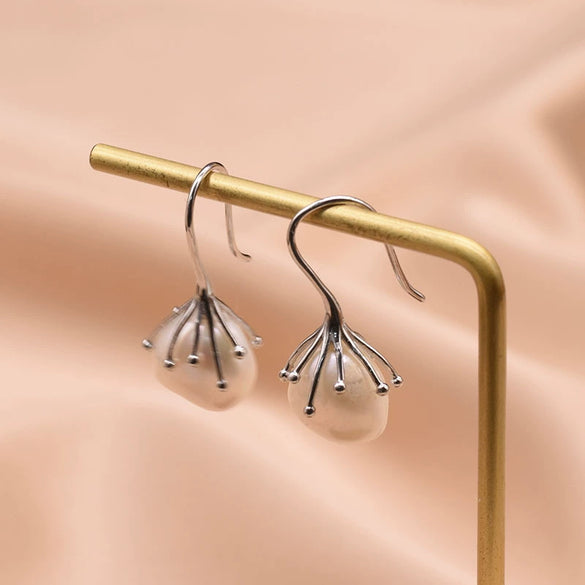 Retro Pearl Earrings 925 Silver Needle With Geometric Animal Zodiac Patterns For Girls