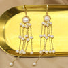 Retro Pearl Earrings 925 Silver Needle With Geometric Animal Zodiac Patterns For Girls
