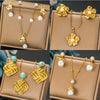 Retro Pearl Flower Geometric Irregular Women's Jewelry Set With Snake Bone Chain Stainless Steel Electroplated