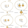 Retro Pearl Flower Geometric Irregular Women's Jewelry Set With Snake Bone Chain Stainless Steel Electroplated